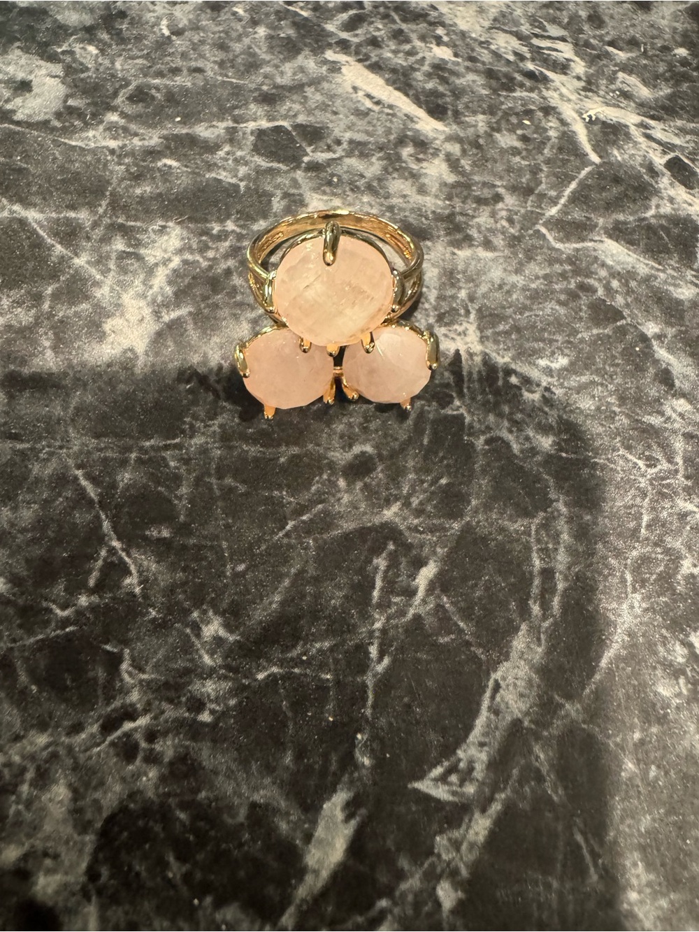 Express Gold-Tone Ring with Soft Pink Trio Stones